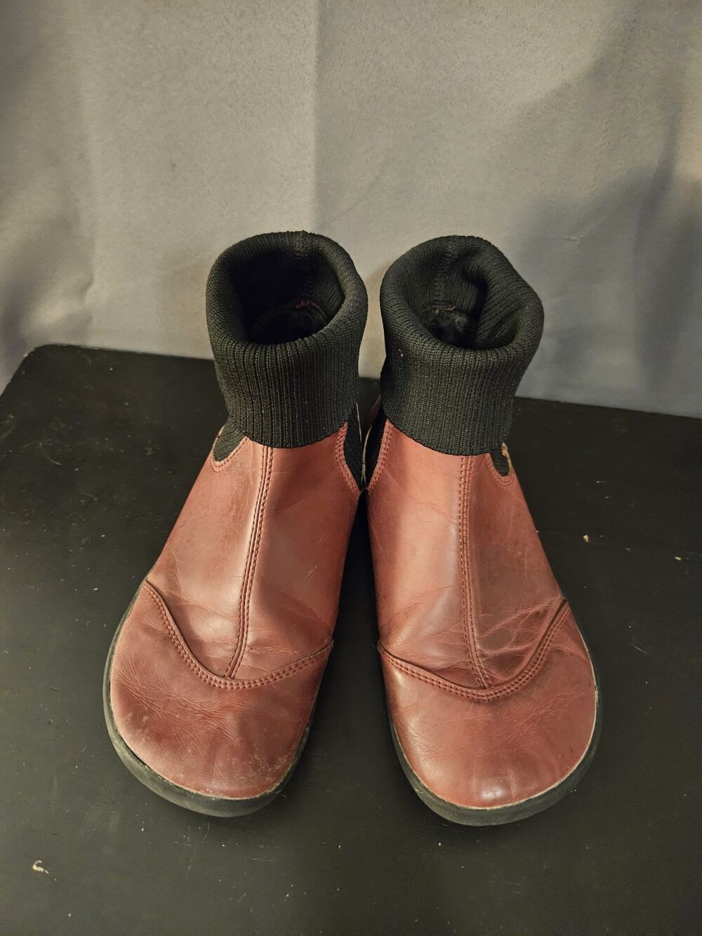 WHITIN Women's Barefoot Ankle Boots - Red/Brown Leather - Size EU 37 (US 6.5-7)